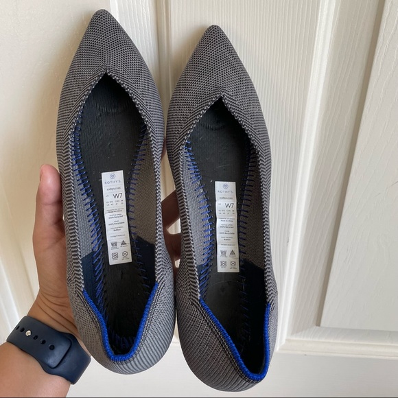 Rothy’s Women's Gray The Point Flat Shoes Cloud Grey Birdseye Sz 7 - Picture 13 of 13